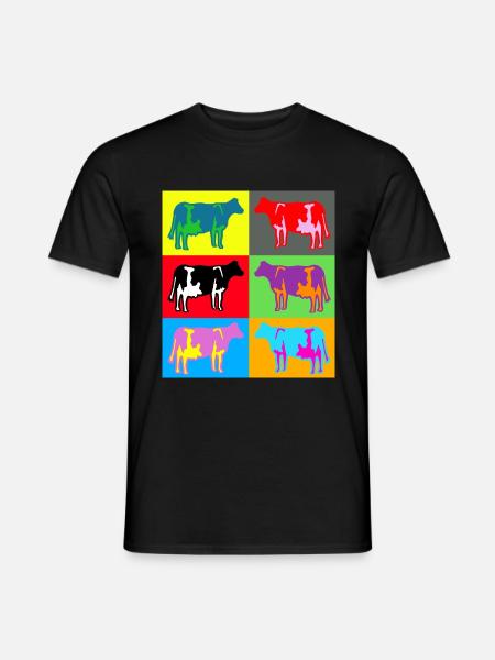 cow cows coloured multicolour - Men's T-Shirt - black
