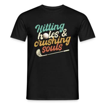 Hitting Holes & Crushing Souls Golf - Men's T-Shirt - black - Front - AI Model Male 178 light (178cm)