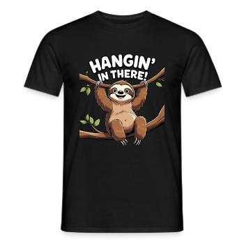 Drôle de conception de paresseux - Hangin' In There ! - T-shirt homme - noir - Devant - AI Model Male 178 light (178cm)