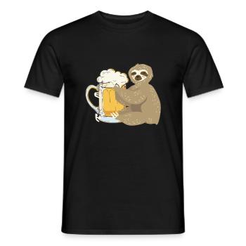 Sloth Hugs Beer Stein - Chill - Witzig - Fête - T-shirt homme - noir - Devant - AI Model Male 178 light (178cm)