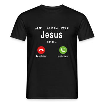 Jesus gets phone call funny God call - Men's T-Shirt - black - Front - AI Model Male 178 light (178cm)