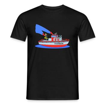 Bateau d'incendie du service d'incendie du port - T-shirt homme - noir - Devant - AI Model Male 178 light (178cm)