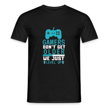 Birthday Get Older Gamer Level Up Gaming Fun - Men's T-Shirt - black - Front - AI Model Male 178 light (178cm)