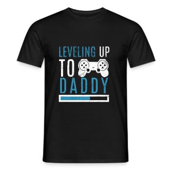 Daddy Level Up Expector-to-be Parents Kids Gamer - Men's T-Shirt - black - Front - AI Model Male 178 light (178cm)