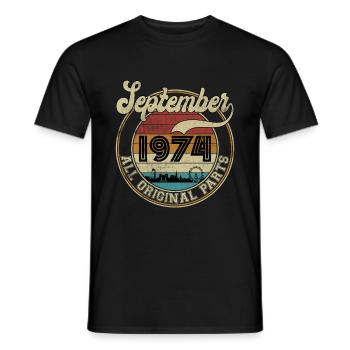Septembre 1974 Toutes les pièces d'origine - T-shirt homme - noir - Devant - AI Model Male 178 light (178cm)