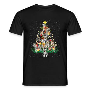 Schnauzer Dogs Christmas Pine Tree Funny - Men's T-Shirt - black - Front - AI Model Male 178 light (178cm)
