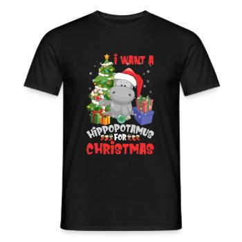 I Want A Hippopotamus For Christmas Funny - Männer T-Shirt - Schwarz - Vorne - AI Model Male 178 light (178cm)