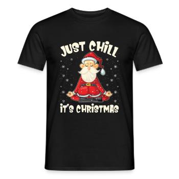 Just Chill It's Christmas Funny Yoga Meditation - Men's T-Shirt - black - Front - AI Model Male 178 light (178cm)