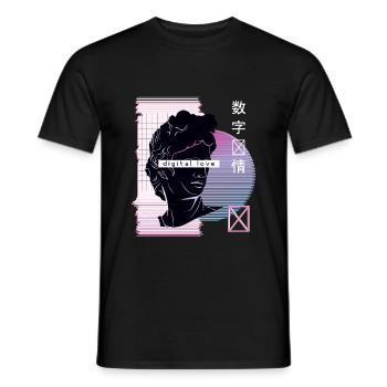 Vaporwave digitale Liebe mit japanischen Zeichen - Männer T-Shirt - Schwarz - Vorne - AI Model Male 178 light (178cm)