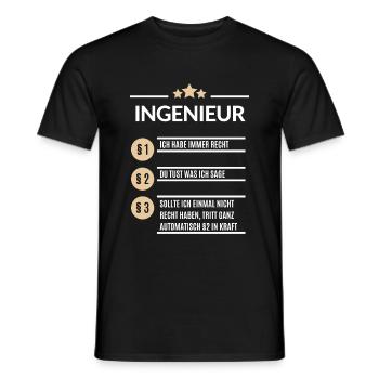 Ingenieur Ich hab immer Recht Ingenieure Spruch - Männer T-Shirt - Schwarz - Vorne - AI Model Male 178 light (178cm)