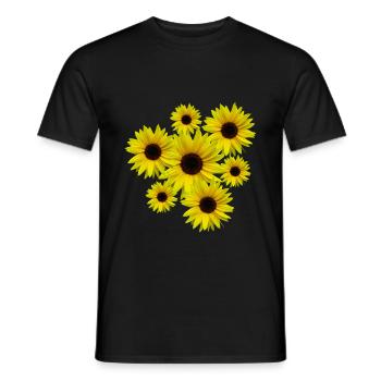 Sonnenblumenstrauß, Sonnenblumen, Blumen, Blüten - Männer T-Shirt - Schwarz - Vorne - AI Model Male 178 light (178cm)