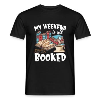 My Weekend Is All Booked Funny Book Lover - Men's T-Shirt - black - Front - AI Model Male 178 light (178cm)