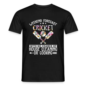 Weekend Forecast Cricket With No Chance Of House - Men's T-Shirt - black - Front - AI Model Male 178 light (178cm)