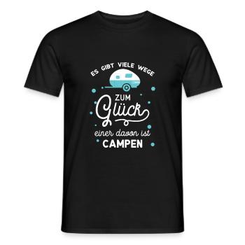 Es gibt viele Wege zum Glück Camping Camper Spruch - Männer T-Shirt - Schwarz - Vorne - AI Model Male 178 light (178cm)