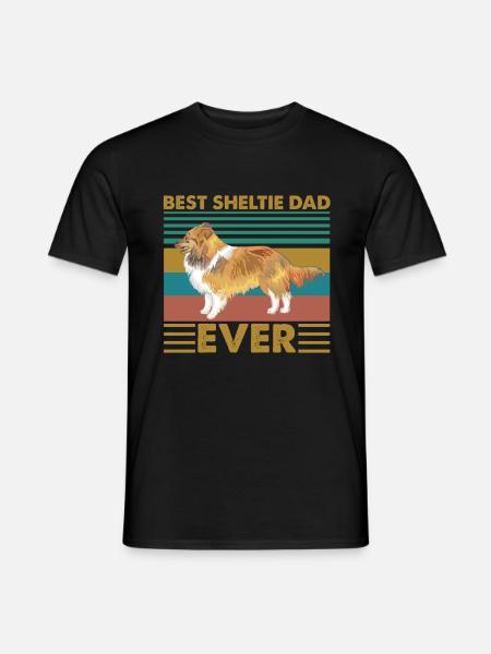 Best Sheltie Dad Ever Funny Vintage Shetland Dog - Männer T-Shirt - Schwarz