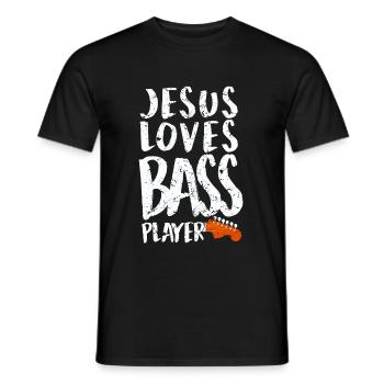 Jesus Loves Bass Players Funny Guitar Bass Playing - T-shirt homme - noir - Devant - AI Model Male 178 light (178cm)