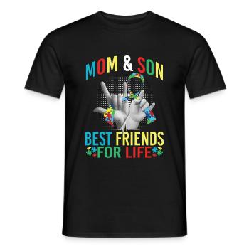 Mom And Son Best Friends For Life Autism Awareness - Men's T-Shirt - black - Front - AI Model Male 178 light (178cm)