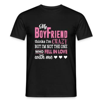 Mon copain pense que je suis fou mais je ne suis pas celui - T-shirt homme - noir - Devant - AI Model Male 178 light (178cm)