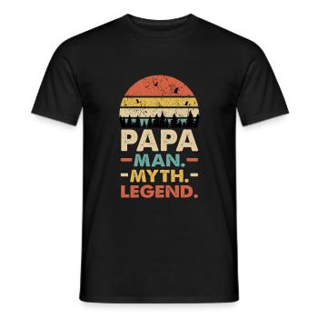 Papa Man Myth Legend Vintage Retro Sunset Fathers - Männer T-Shirt - Schwarz - Vorne - AI Model Male 178 light (178cm)