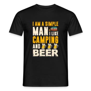 I Am A Simple Man I Like Camping And Beer Funny - Men's T-Shirt - black - Front - AI Model Male 178 light (178cm)