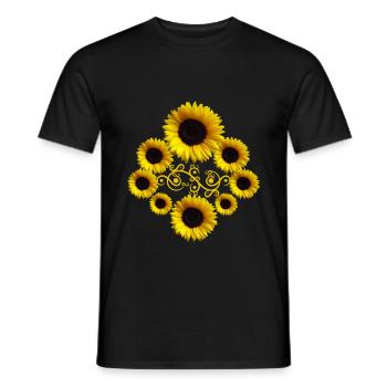Sunflowers with ornament, sunflower, flowers - Men's T-Shirt - black - Front - AI Model Male 178 light (178cm)