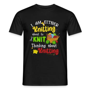 Knitting About To Knit Thinking About Knitting - Men's T-Shirt - black - Front - AI Model Male 178 light (178cm)