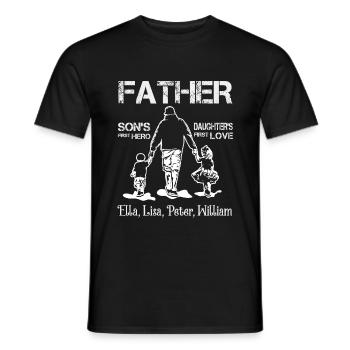 Father Son’s First Hero Daughter’s First Love - T-shirt homme - noir - Devant - AI Model Male 178 light (178cm)
