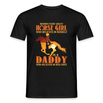 Derrière chaque grand cheval fille un papa - T-shirt homme - noir - Devant - AI Model Male 178 light (178cm)
