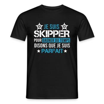 Je suis Skipper / Idée Cadeau Navigation - T-shirt homme - noir - Devant - AI Model Male 178 light (178cm)