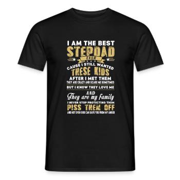 Bonus Dad Best Stepdad Ever T Shirt - Männer T-Shirt - Schwarz - Vorne - AI Model Male 178 light (178cm)