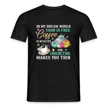 Le fil des amateurs de crochet est gratuit Le café est sain - T-shirt homme - noir - Devant - AI Model Male 178 light (178cm)