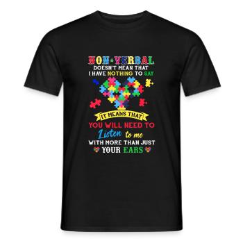 Non-Verbal Autism Awareness T-Shirt - Men's T-Shirt - black - Front - AI Model Male 178 light (178cm)