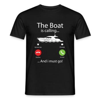 The Boat Is Calling & I Must Go T Shirt - Männer T-Shirt - Schwarz - Vorne - AI Model Male 178 light (178cm)