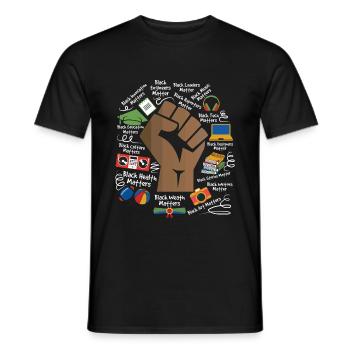 Black Power Black History Month Fist T Shirt - Men's T-Shirt - black - Front - AI Model Male 178 light (178cm)