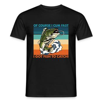 Bien sûr, je jouis vite, j'ai du poisson à attraper T-shirt - T-shirt homme - noir - Devant - AI Model Male 178 light (178cm)