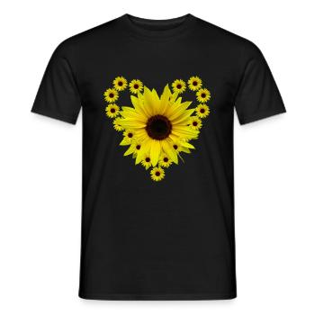 Sunflower heart, sunflower, sunflower, heart - Men's T-Shirt - black - Front - AI Model Male 178 light (178cm)