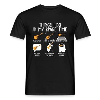 Things I Do In My Spare Time Guitar Player T Shirt - Männer T-Shirt - Schwarz - Vorne - AI Model Male 178 light (178cm)
