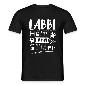 Labbi Hair is my purebred glitter Labrador dog - Men's T-Shirt - black - Front - AI Model Male 178 light (178cm)