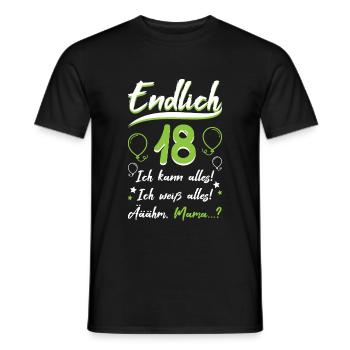 Endlich 18 Geburtstag Achtzehn Ich kann Alles ich - Männer T-Shirt - Schwarz - Vorne - AI Model Male 178 light (178cm)