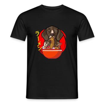 Kawaii Anime Allemand Pointer Ramen Nood - T-shirt homme - noir - Devant - AI Model Male 178 light (178cm)