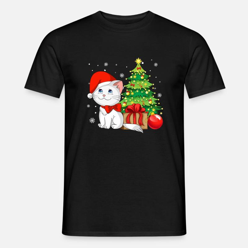 Frohe Weihnachten Katze - Männer T-Shirt - Schwarz