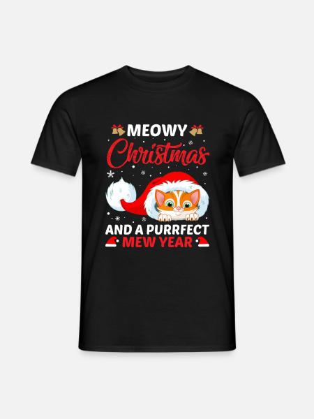 Joyeux Chat de Noël - T-shirt homme - noir