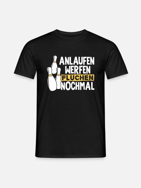 Bowling Kegeln Anlaufen Werfen Fluchen Nochmal Bow - Männer T-Shirt - Schwarz