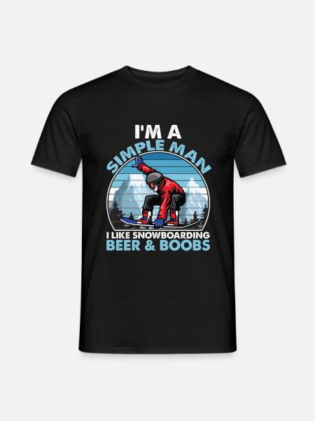 I Like Snowboarding Beer & Boobs - Men's T-Shirt - black