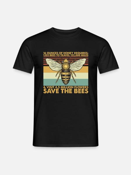 Pszczoła Vintage Retro Funny Honey wymaga - T-shirt męski - czarny
