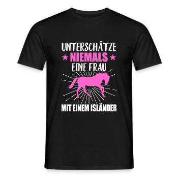 Reiter Unterschätze Niemals Eine Frau Mit Isländer - Männer T-Shirt - Schwarz - Vorne - AI Model Male 178 light (178cm)