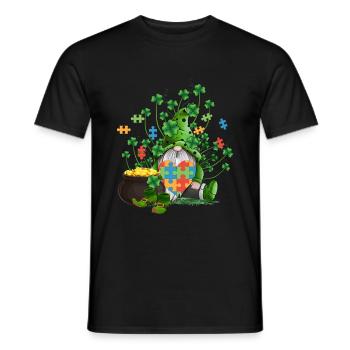 Autism Gnome Irish Gold Coin Pot Puzzle Heart - Men's T-Shirt - black - Front - AI Model Male 178 light (178cm)