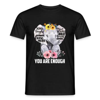 Elephant You Are Enough - Men's T-Shirt - black - Front - AI Model Male 178 light (178cm)