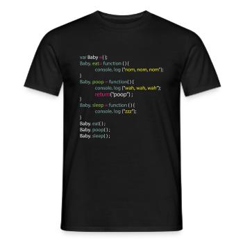 Baby Eat Poop Sleep Coding Onesie - Männer T-Shirt - Schwarz - Vorne - AI Model Male 178 light (178cm)