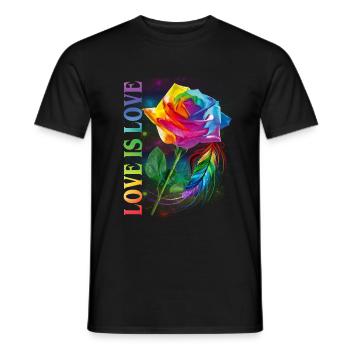 Love Is Love Rainbow Rose LGBT Gay - Männer T-Shirt - Schwarz - Vorne - AI Model Male 178 light (178cm)
